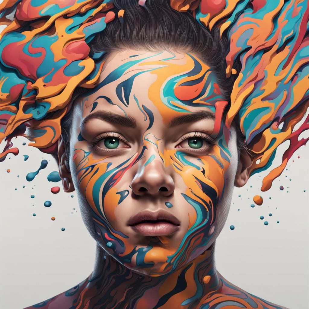 Hyperrealistic Image of Repeating Patterns in Splash Art