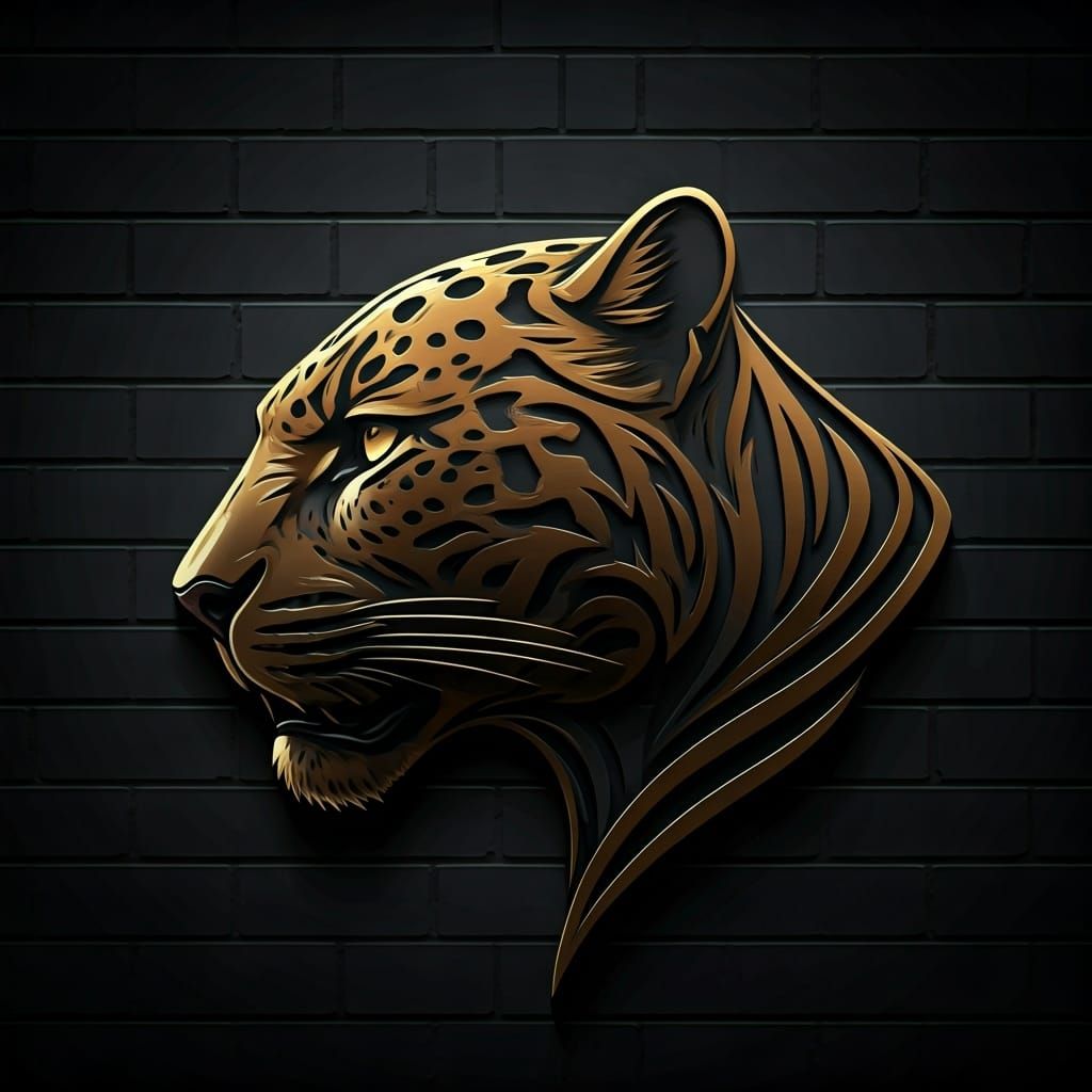 Sleek 3D Panther Logo on Brick Panel
