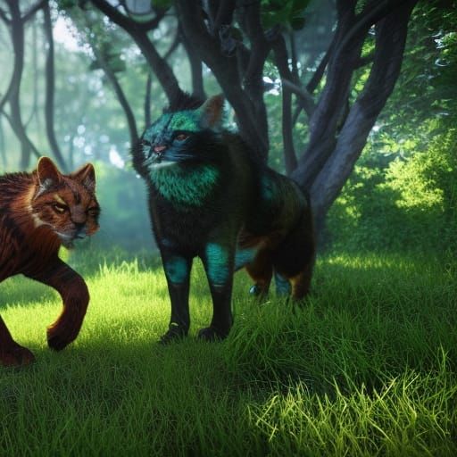 Animal Hybrids in 3D Game Cinematic Style