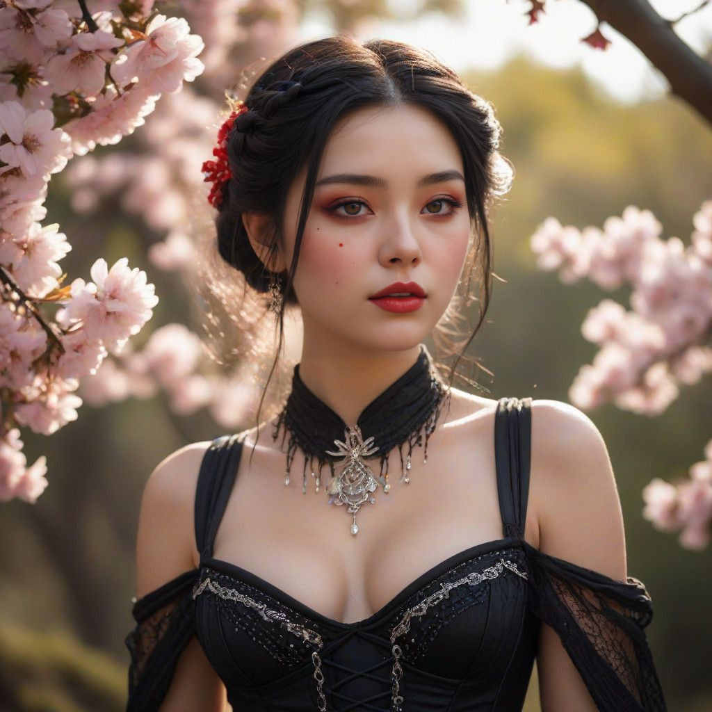 Ethereal Beauty Under Cherry Blossoms
