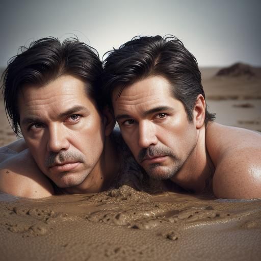 Leather Men in Quicksand: Professional Studio Portrait