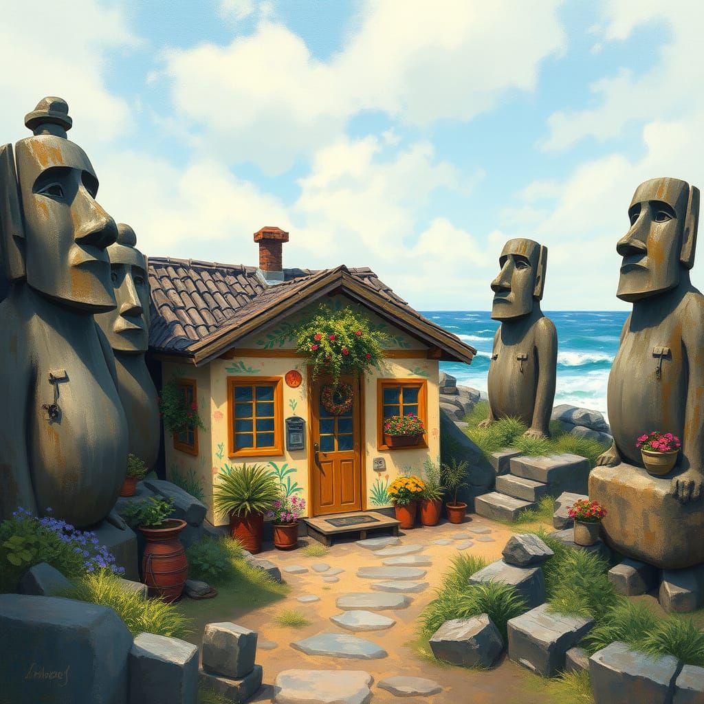 Easter Island Cottage in Impressionistic Style