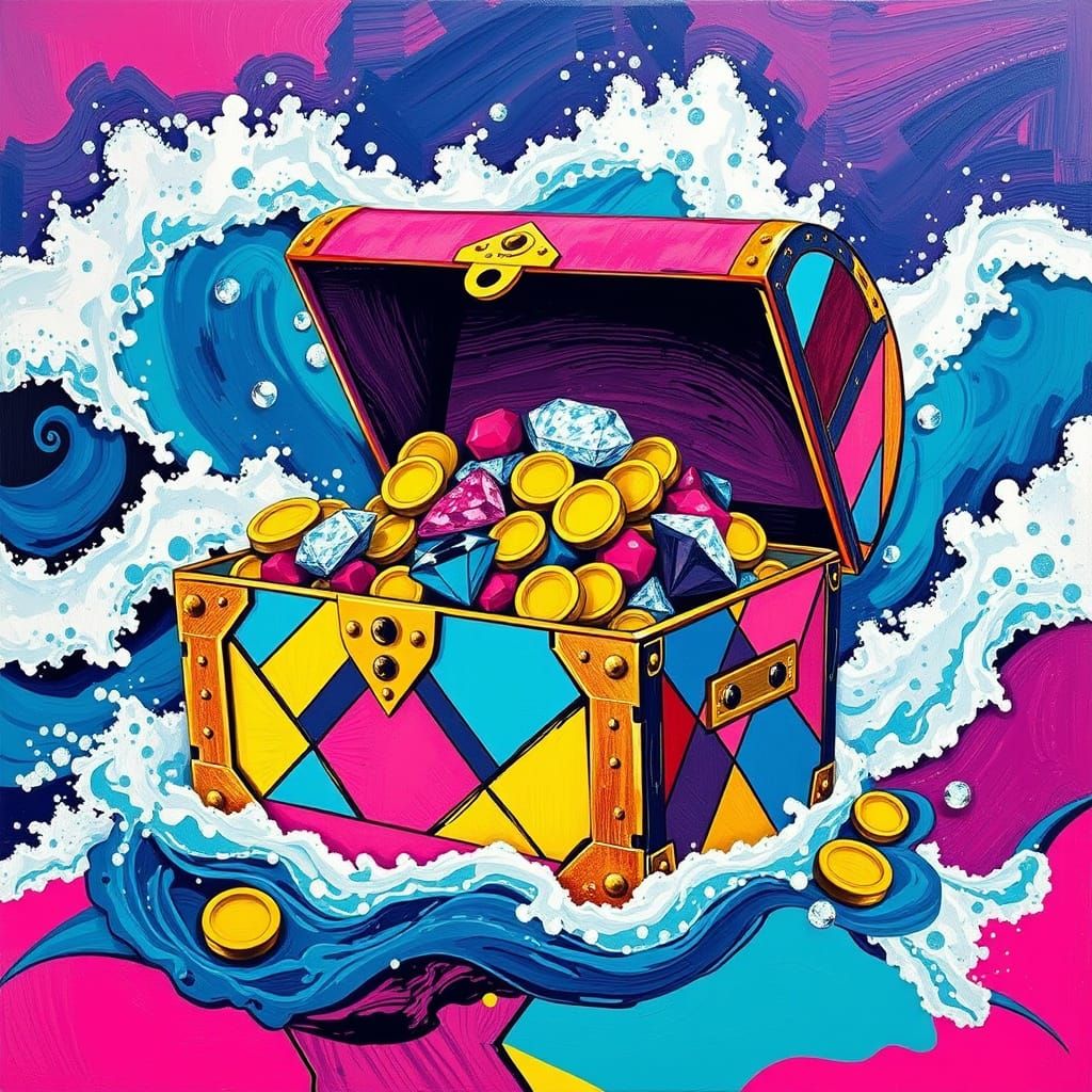 Pop Art Treasure Chest by the Sea