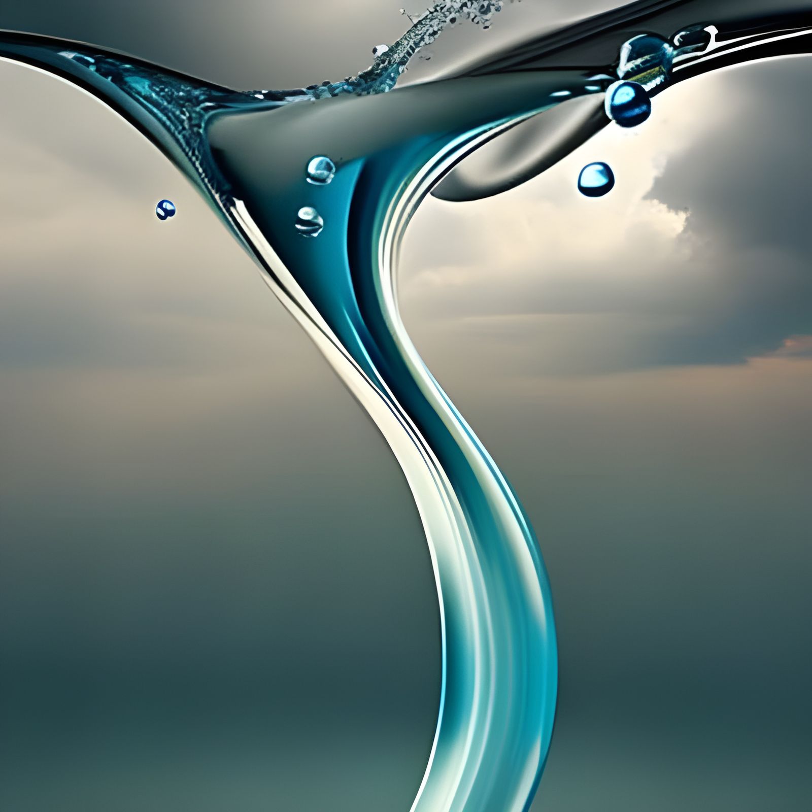Surreal Flowing Water with Bubbles and Waves