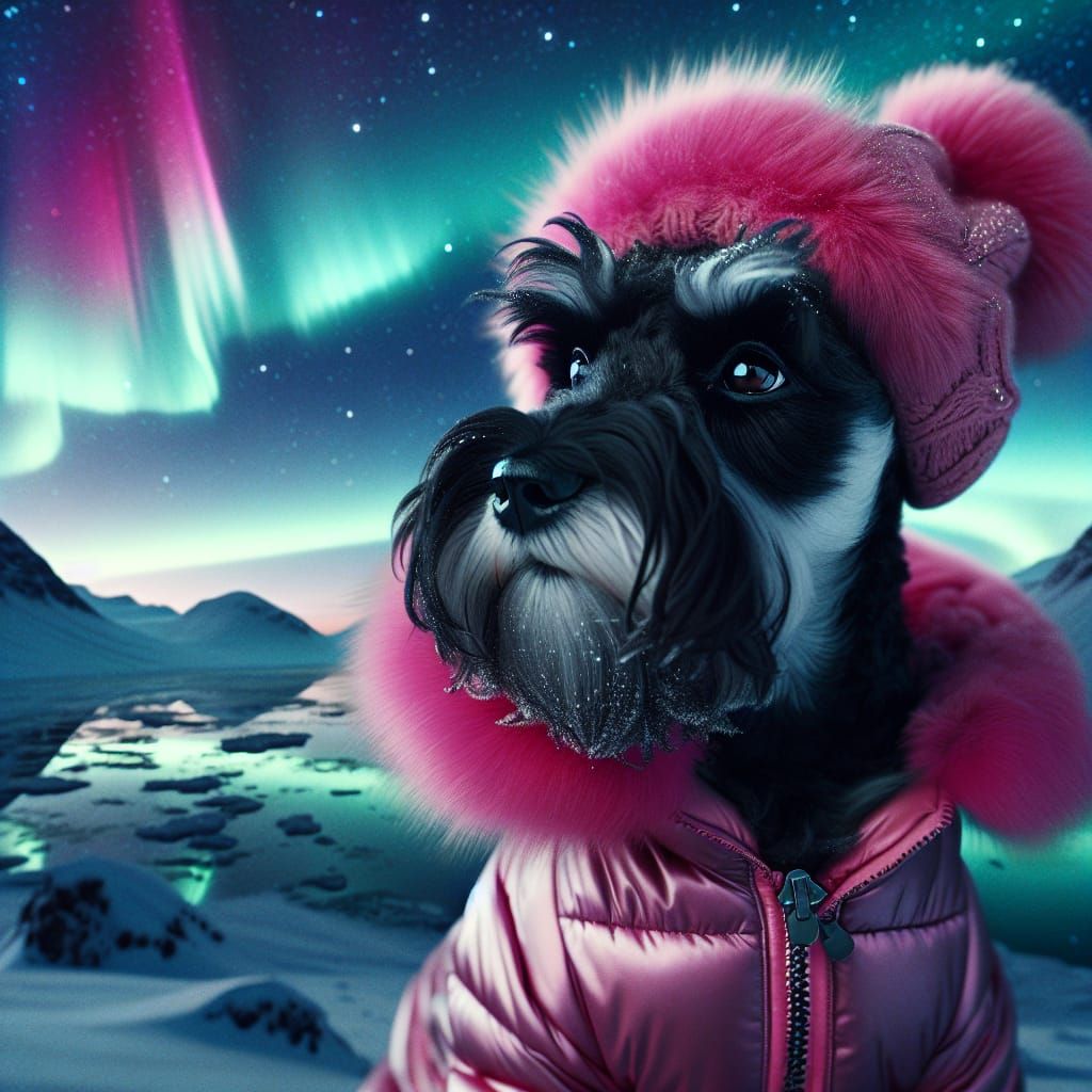 Arctic Schnauzer Watches Aurora Borealis