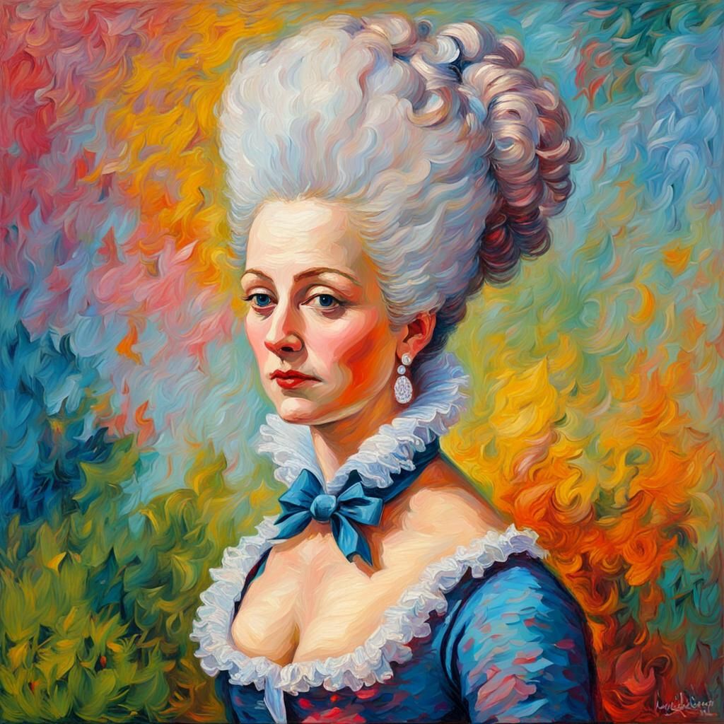 Marie Antoinette in Expressionist Impasto Oil Painting