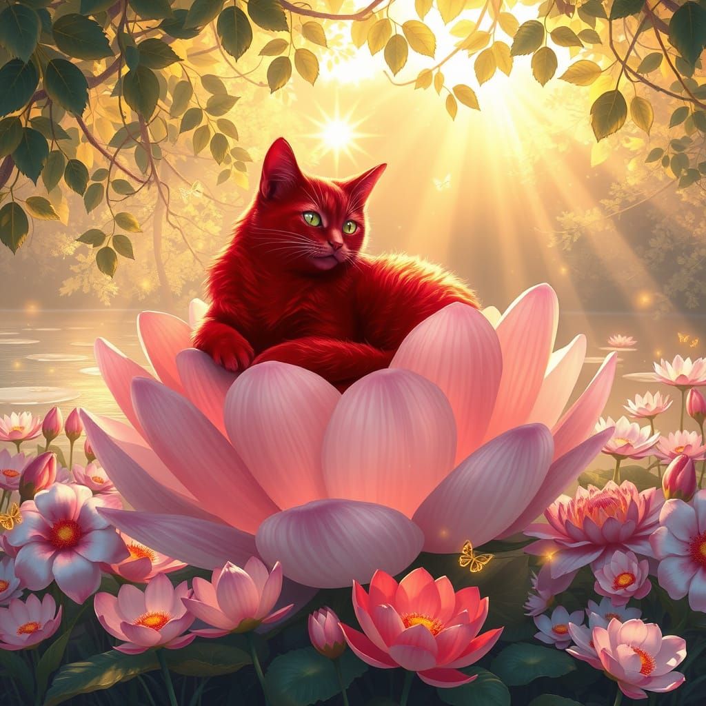 Whimsical Cats in Enchanted Floral Wonderland