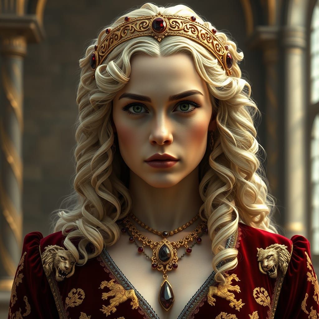 Cinematic Renaissance Portrait of a Regal Woman in Velvet Go...