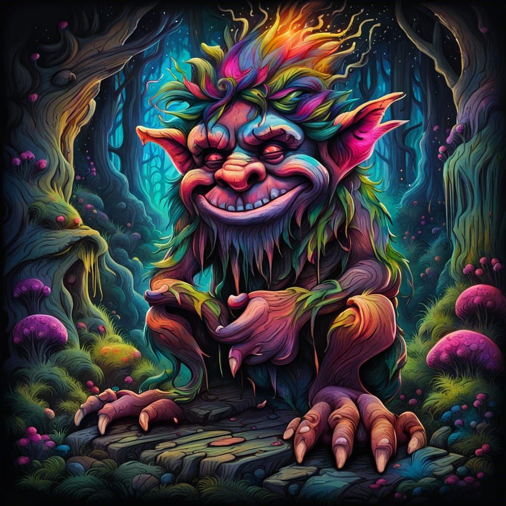 Troll in Enchanted Forest Graffiti Art
