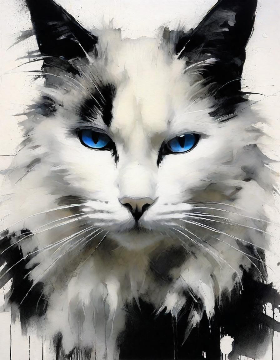Emotional Cat Portrait in Black and White