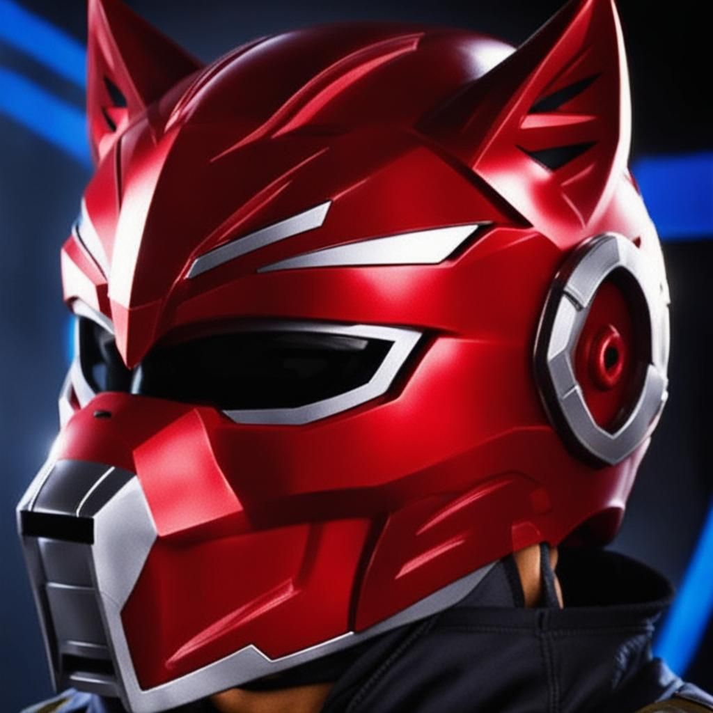 Red Wolf Power Rangers Helmet with Wolf Features