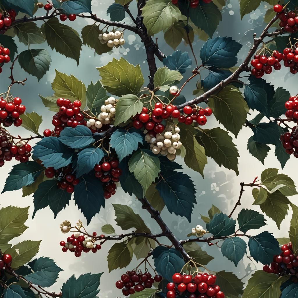 Red Mulberry Berries in Fantastical Concept Art