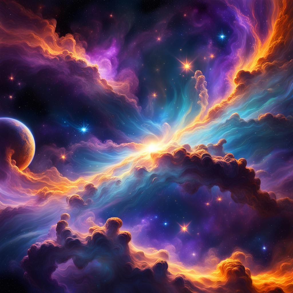 Vibrant Nebula Concept Art in Hubble Style