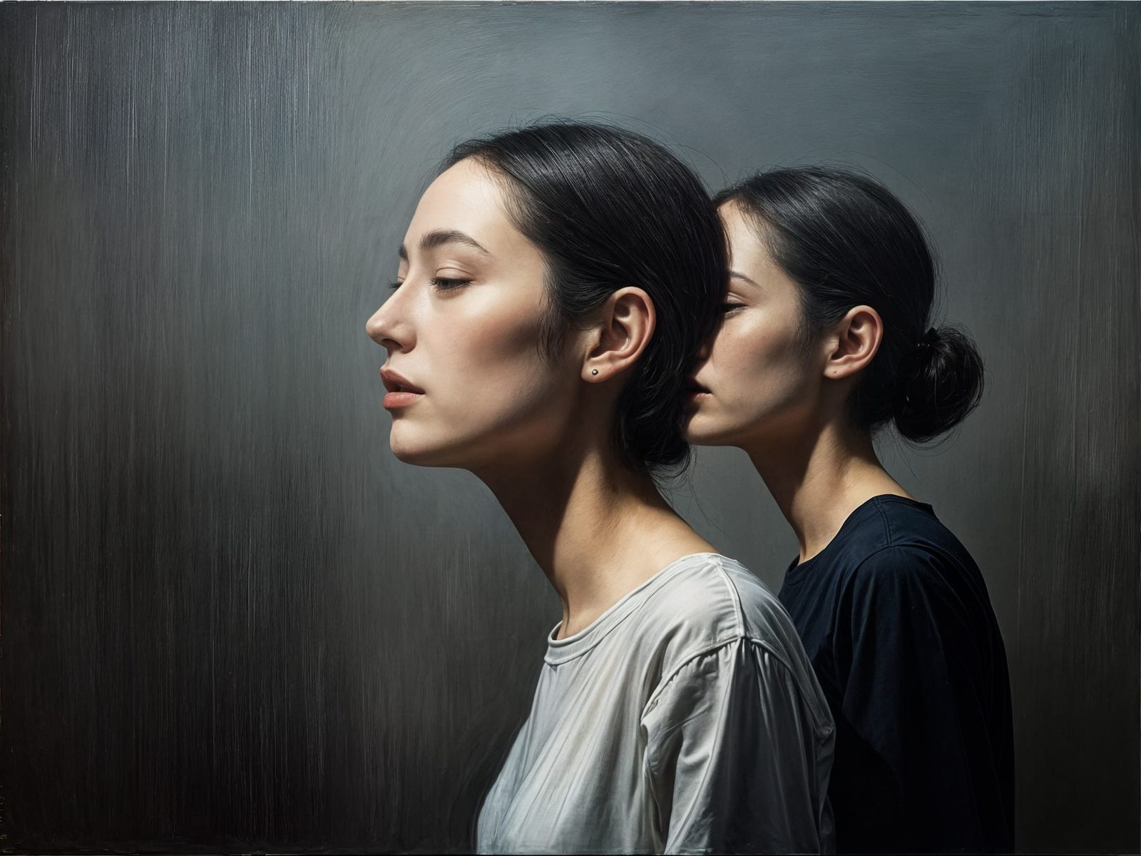 Melancholic Faces in Oil Painting Style