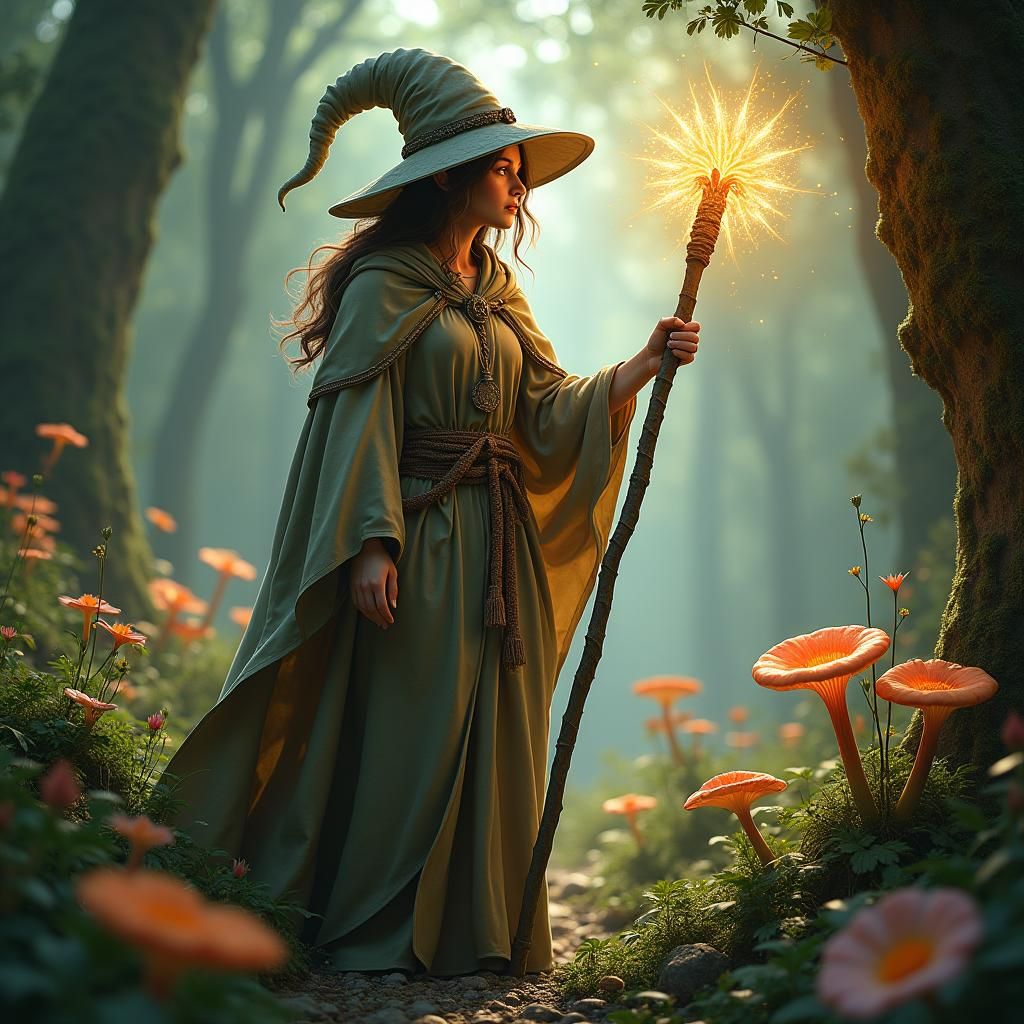 Mystical Gnome Warlock Healer in Enchanted Forest