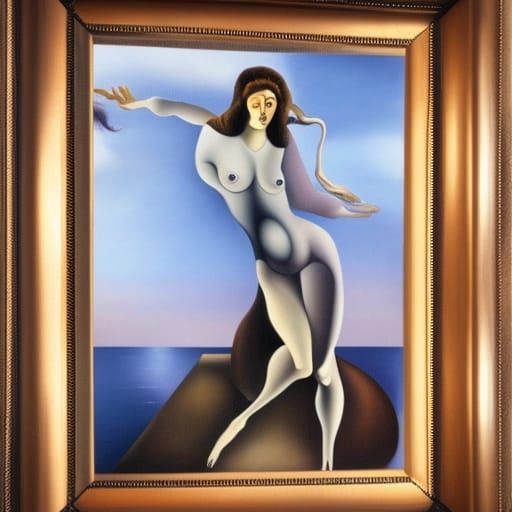 Surreal Wolf Girl in Dali Style