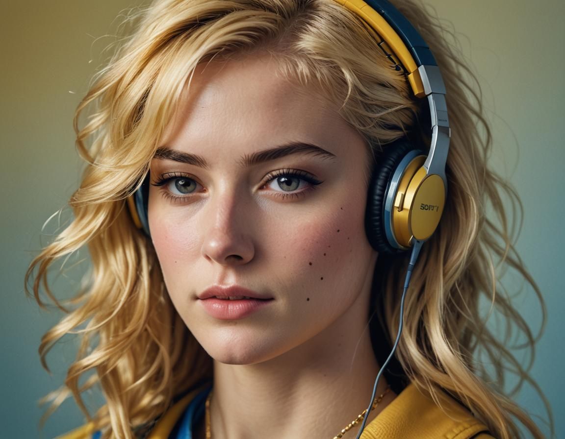 1980s Retro Teen with Sony Walkman in Soft Focus