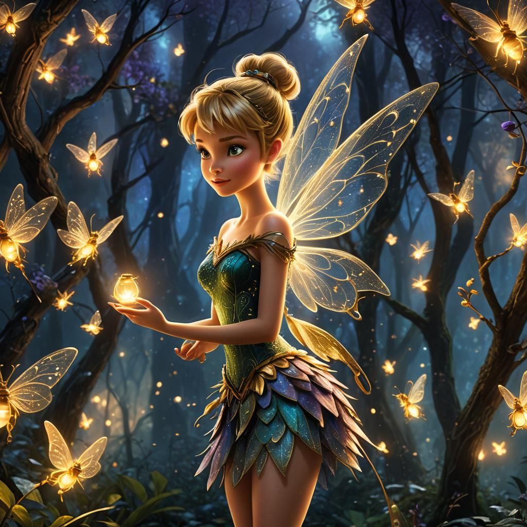 Tinkerbell's Firefly Lantern in Magical Realism Style