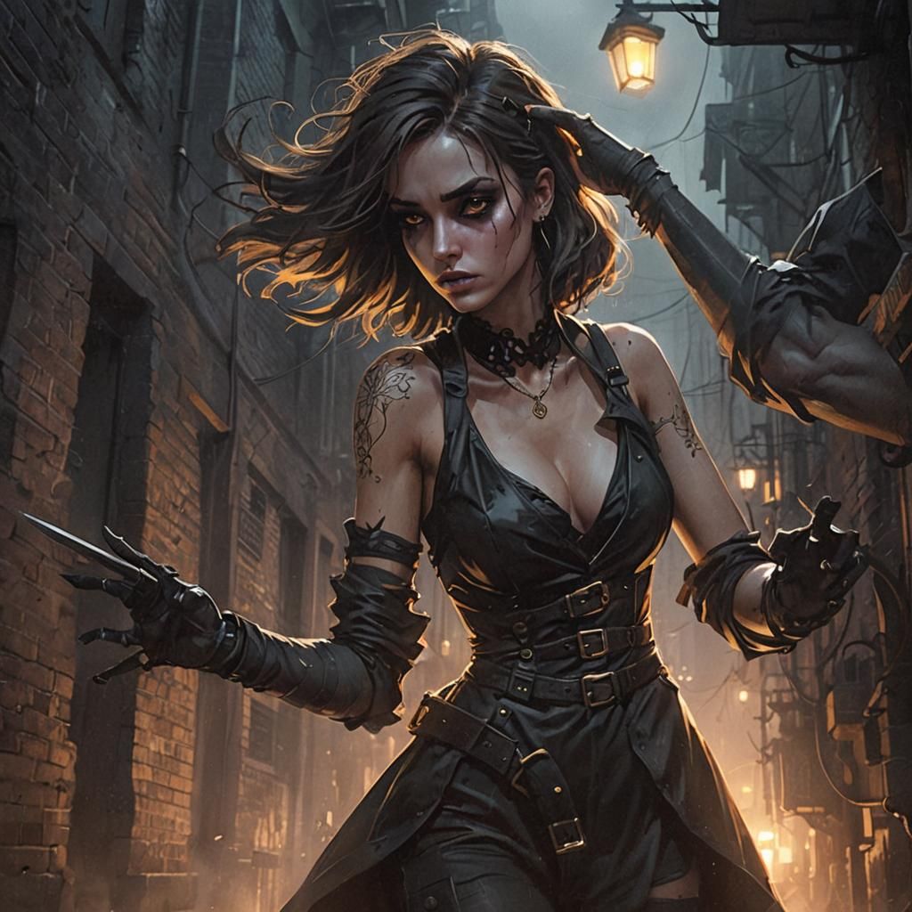 Caitlyn Kiramman in Gothic Alleyway: Digital Art