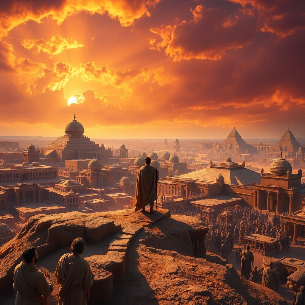 Ancient Mesopotamian Cityscape of Nineveh in a State of Repe...