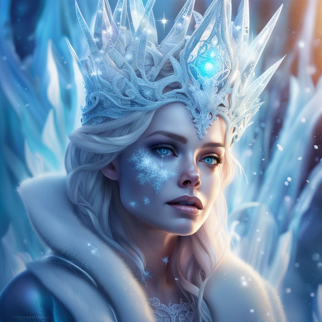 Ice Queen Portrait in a Magical Winter Landscape