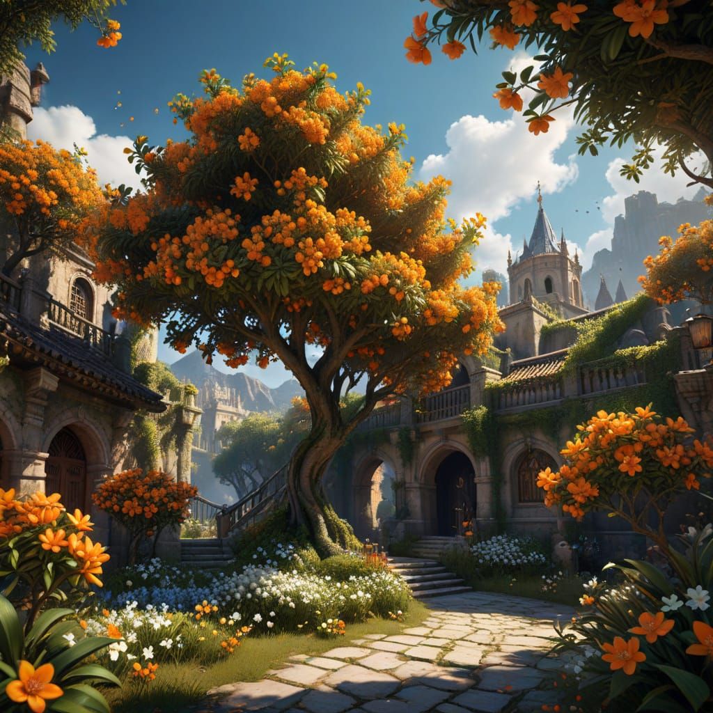 Orange Blossoms: A Fantastical Digital Painting