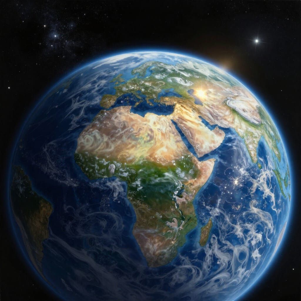 Breathtaking Earth Vista From Space Digital Painting