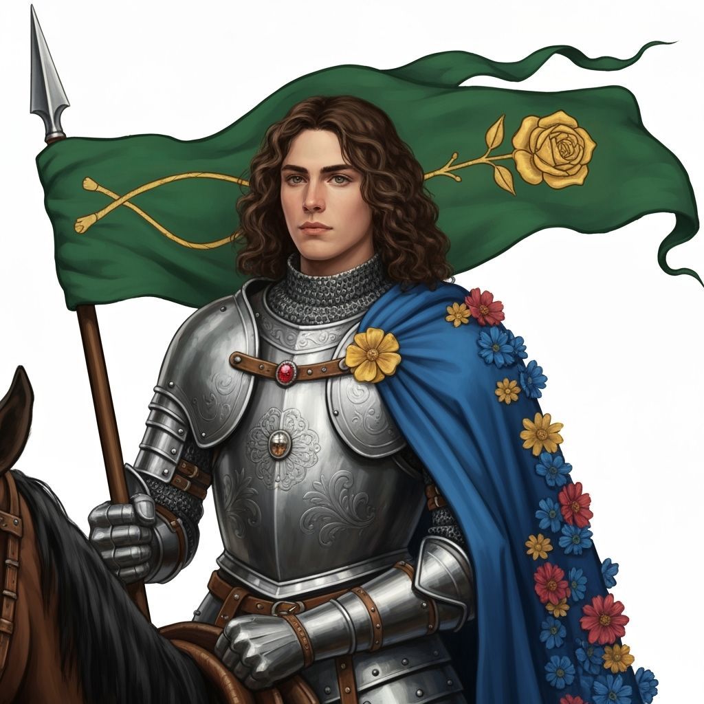 Young Knight in Ornate Armor, Graffiti Art Style