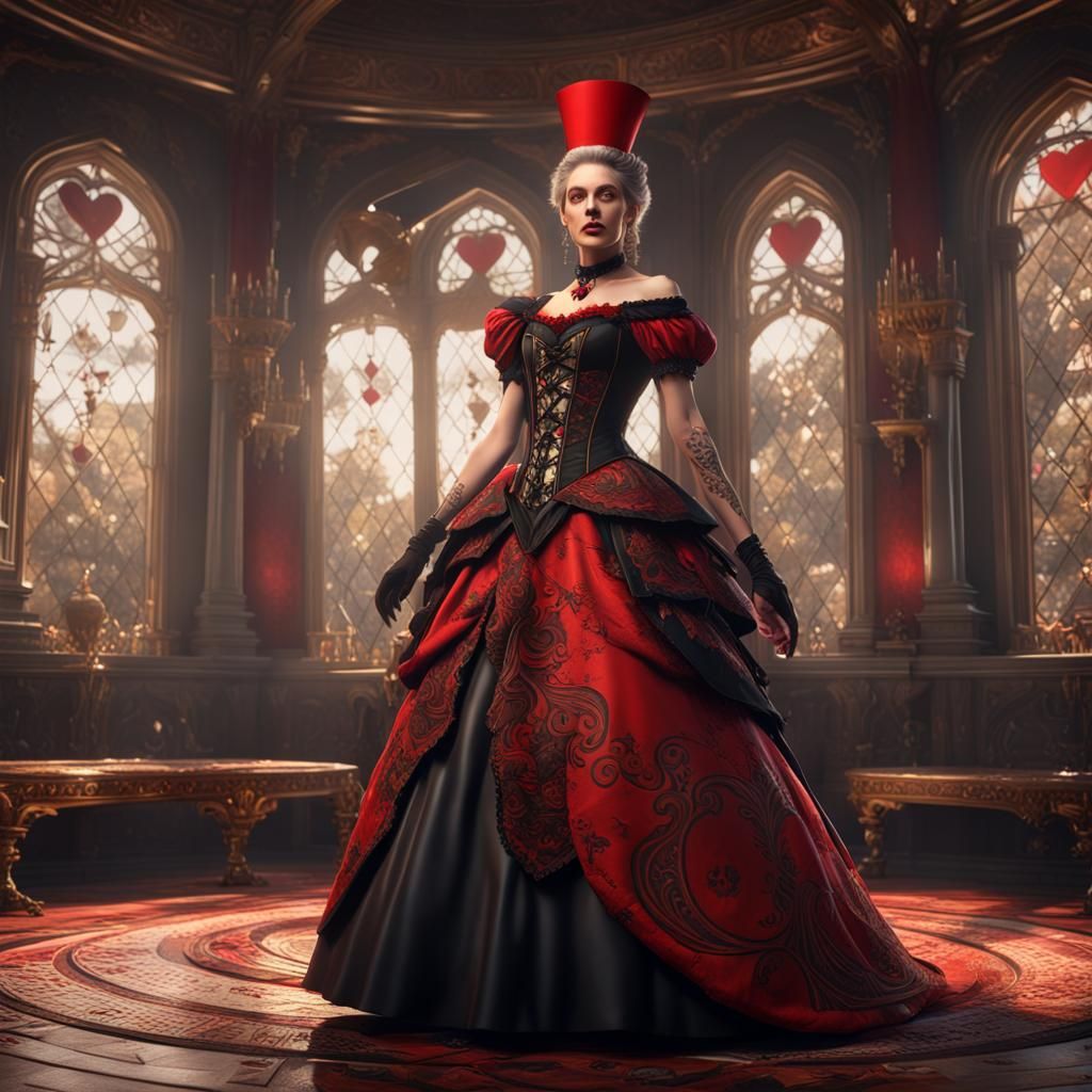 Detailed Queen of Hearts Fantasy Concept Art