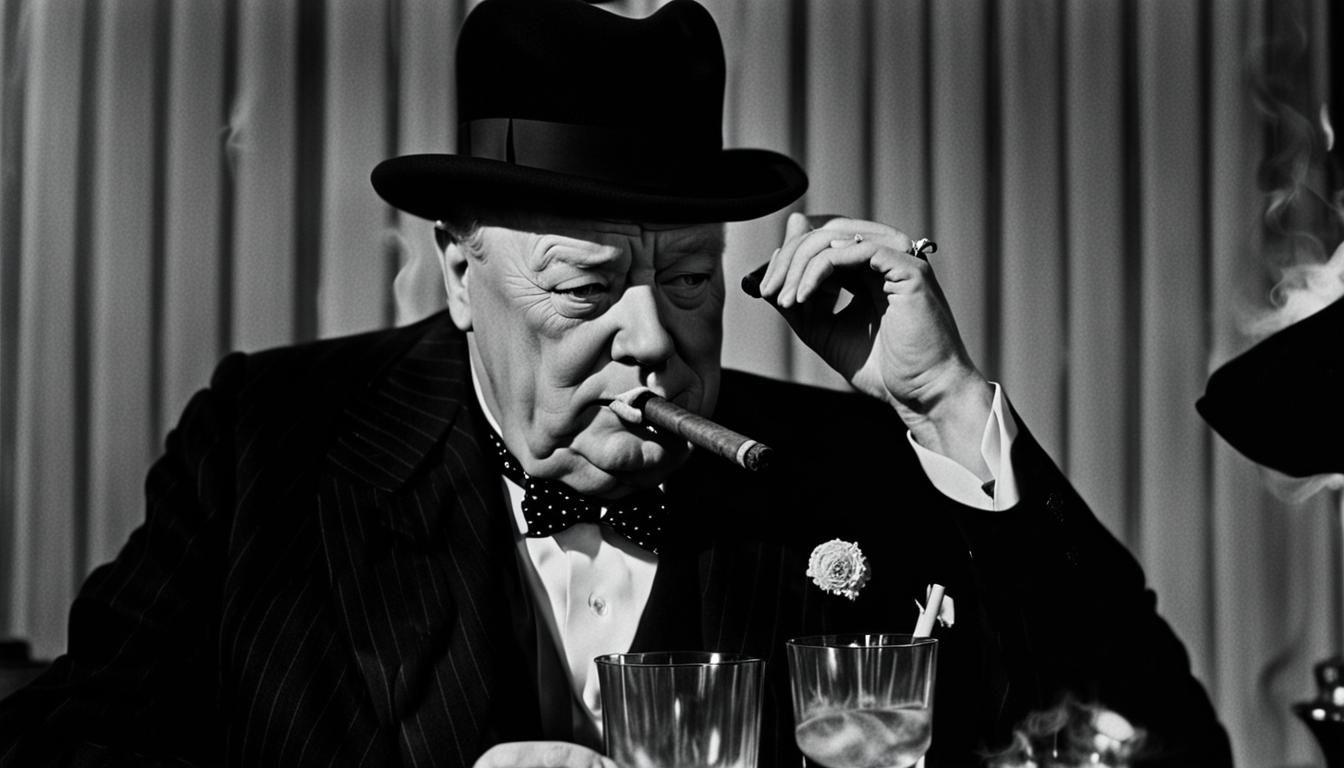 Winston Churchill Smoking Cigar Portrait