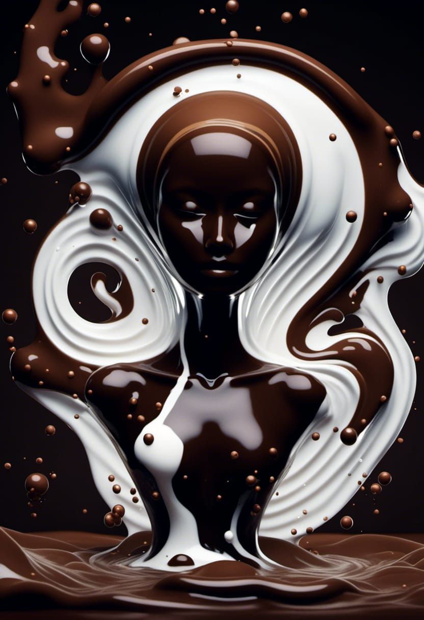 Chocolate and Milk Woman: a Surrealist Illustration