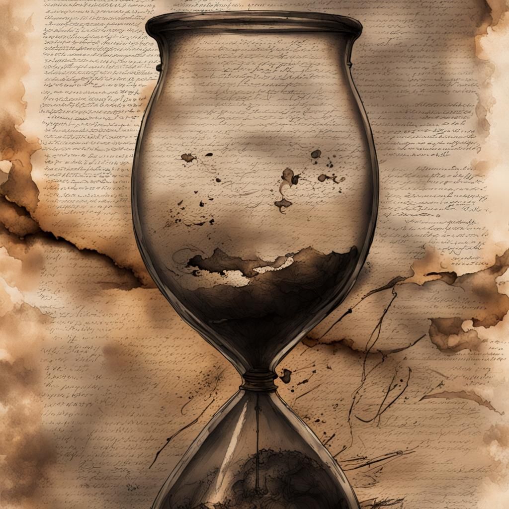 Weathered Page and Broken Hourglass in Hyperrealistic Style