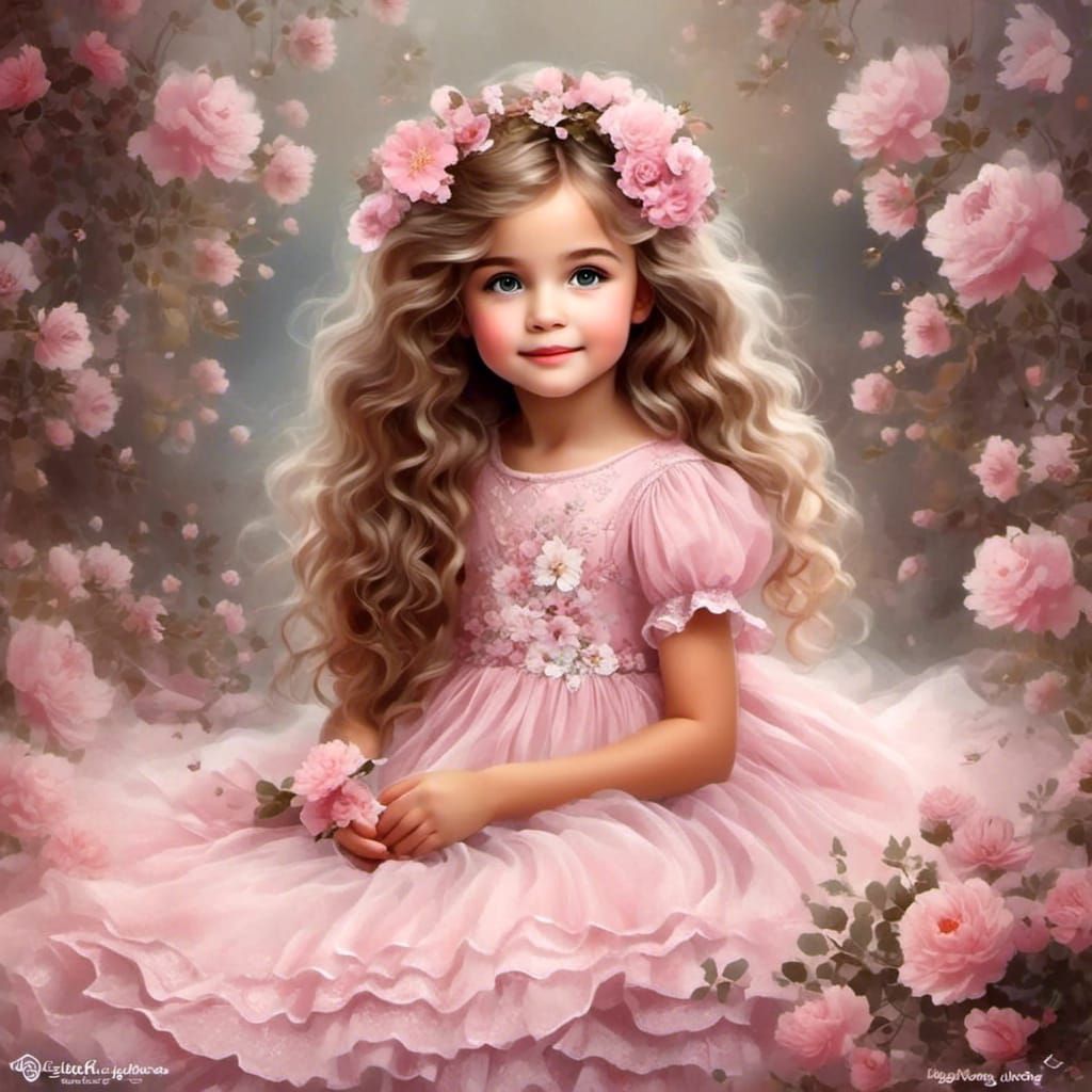 Muted Pink Girl on Vintage Journal Page