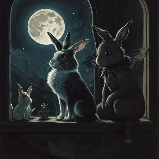 Moonlit Rabbit: Cubist Fairy Tale