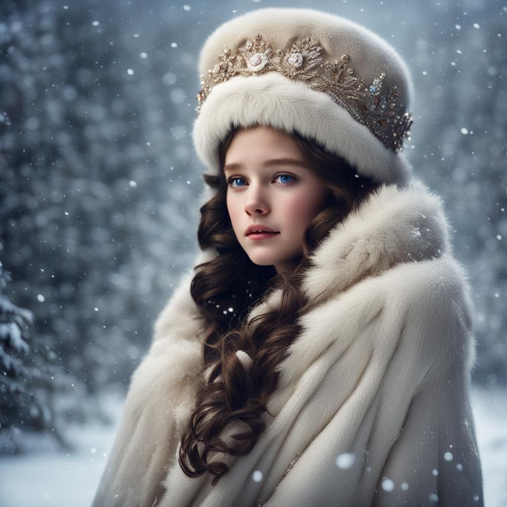 Princess in Winter Snow Scene