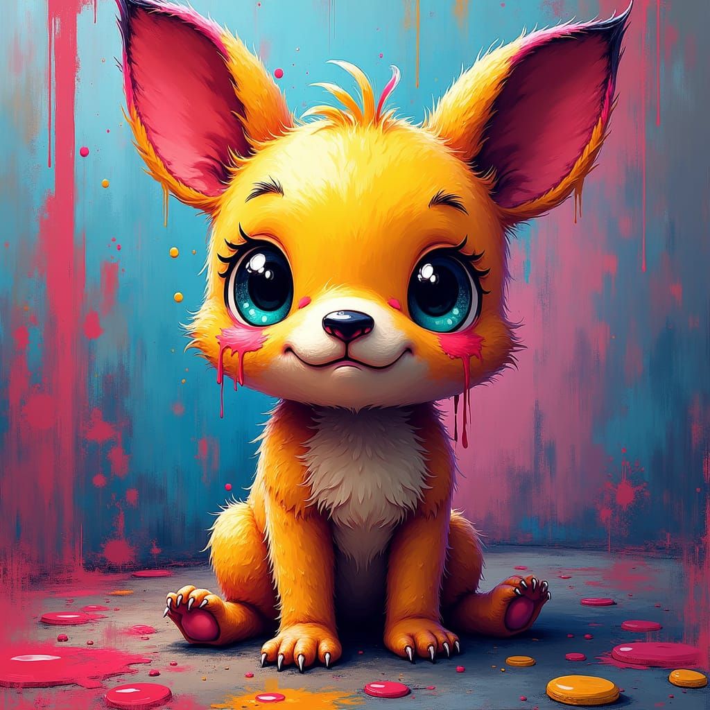 Colorful Fox in Street Art Style