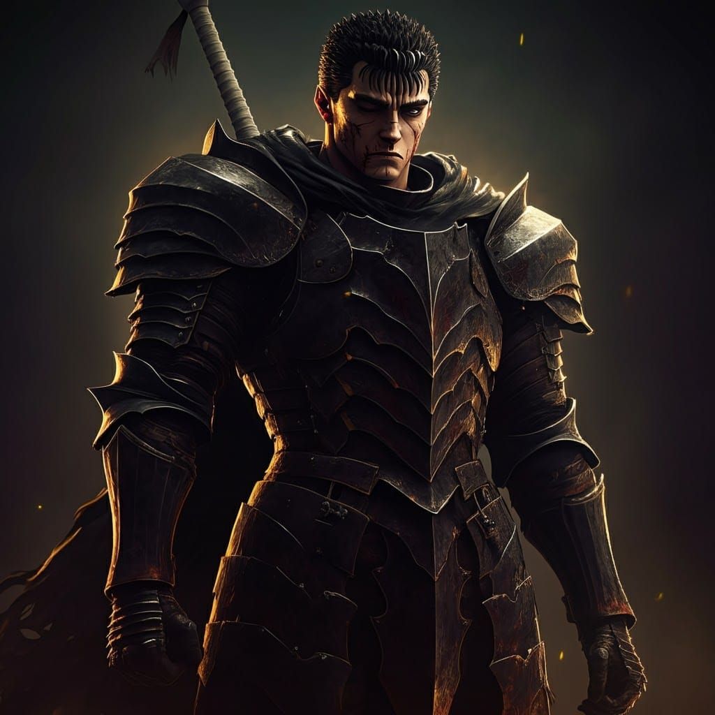 Heroic Armored Warrior in Dark Fantasy Style