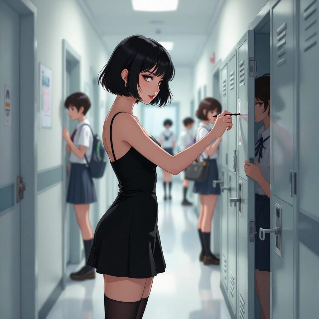 Researcher Explores Hallway in Concept Art Style