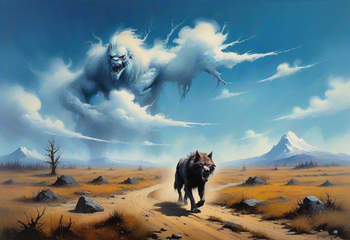 Vibrant Werewolf in the Style of Stephen Gammell