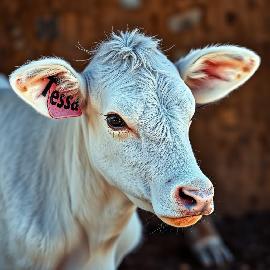 White Calf in Australian Outback: Hyperrealistic HDR Photo