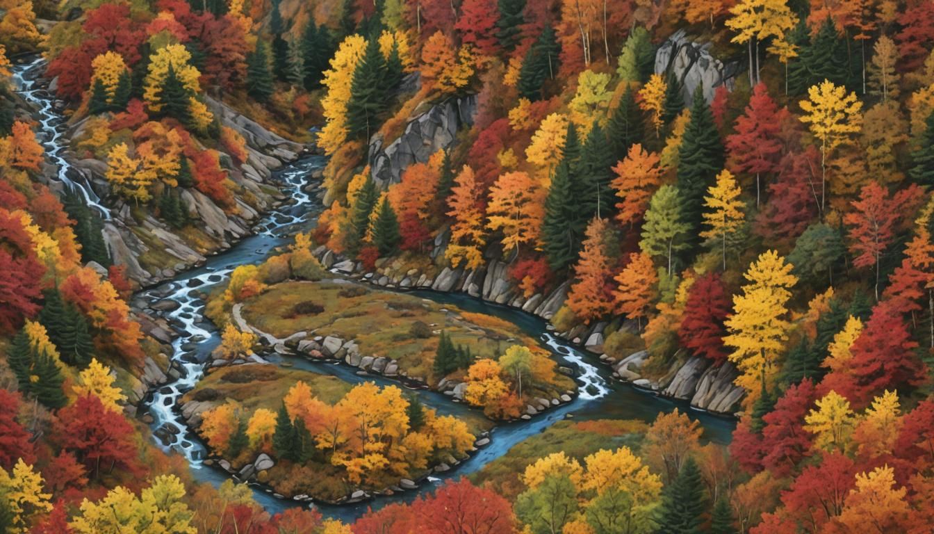 Autumn Valley Landscape in Matte Painting Style