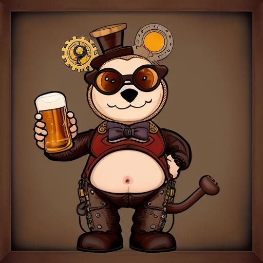 Root Beer Care Bear in Steampunk Style