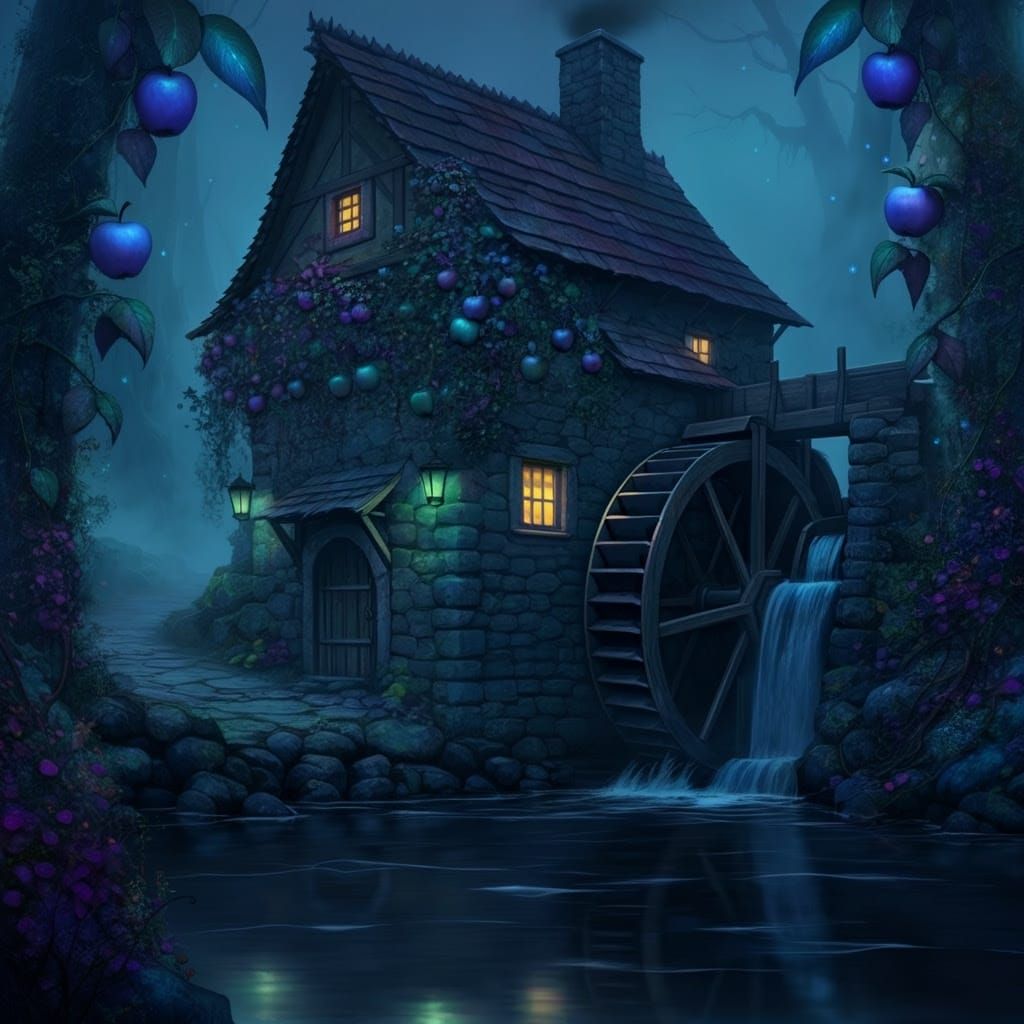 Underdark Village Cottage in Muted, High-Contrast Colors