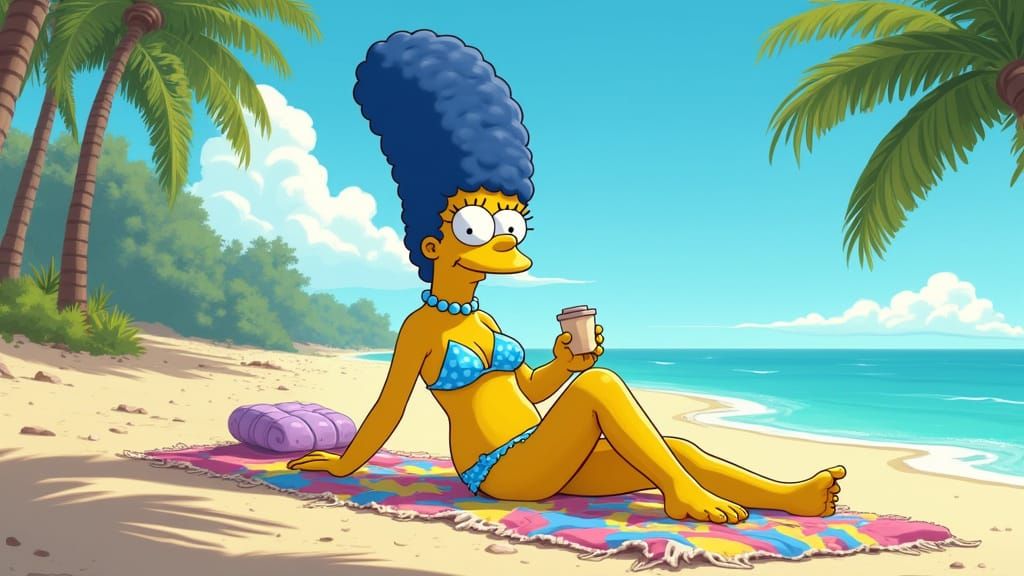Marge Simpson sunbathing