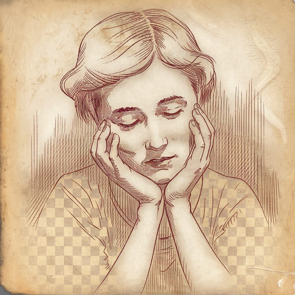 Random lines, blue ballpoint pen drawing, sketch on a checke...