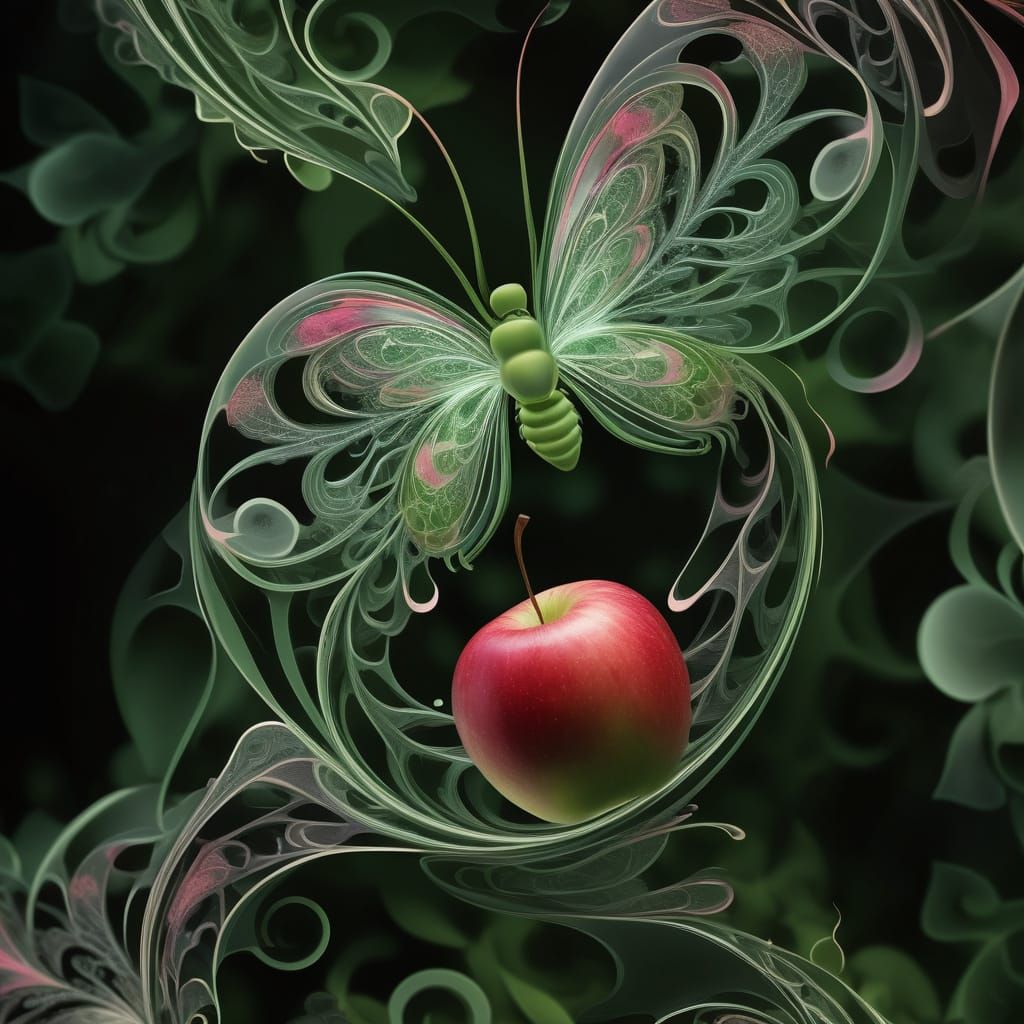 Vibrant Fractal Spirit of Apples in Lush Garden