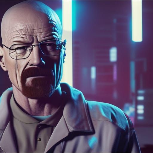 Walter White in Cyberpunk 2099 Style