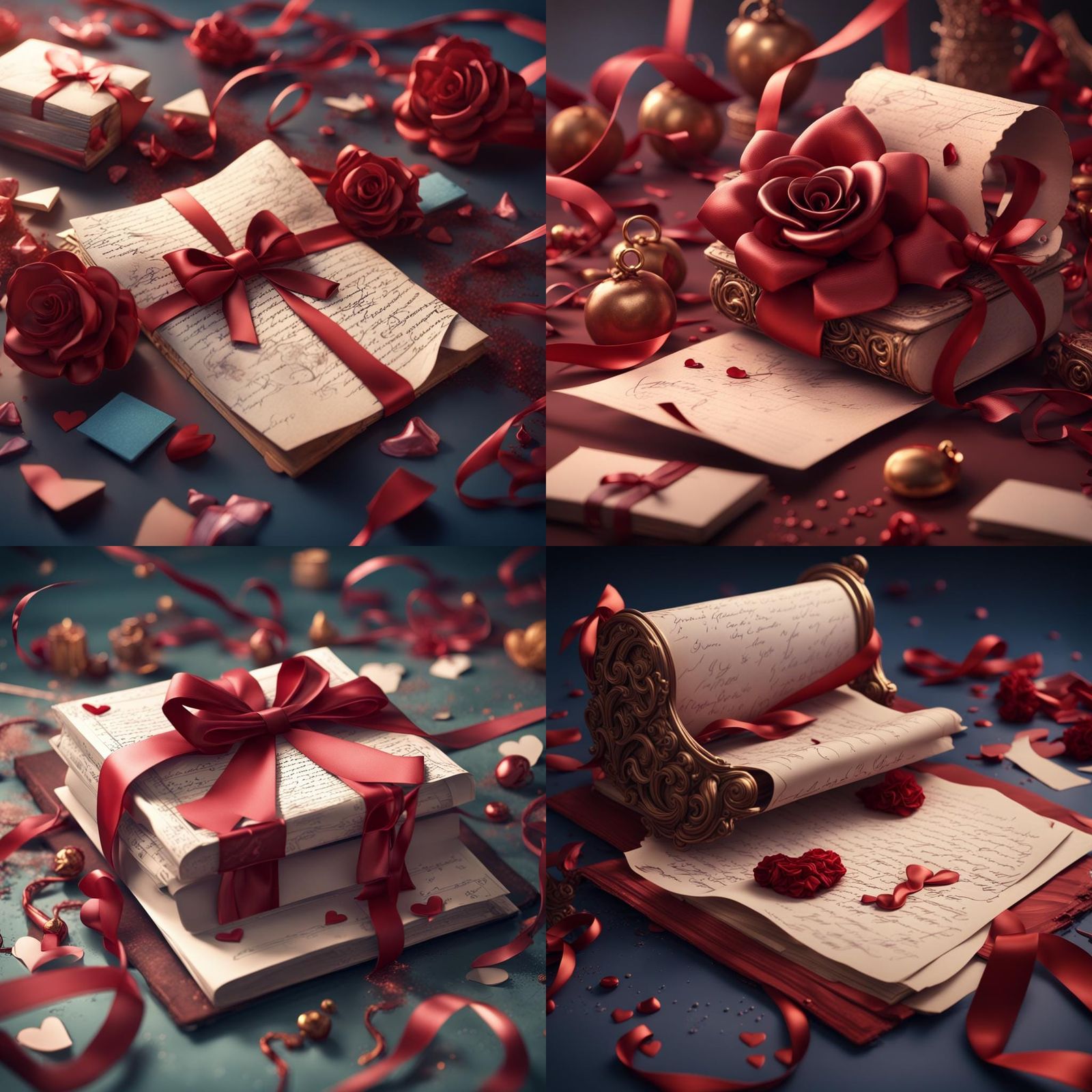 3D Love Letters Tied with Ribbon