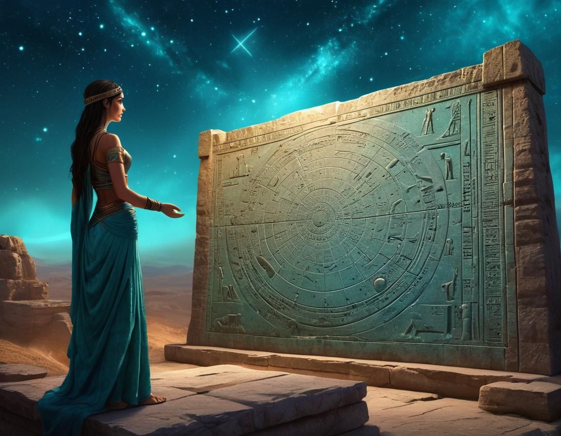 Mesopotamian Priestess Charts Stars: Ancient Concept Art
