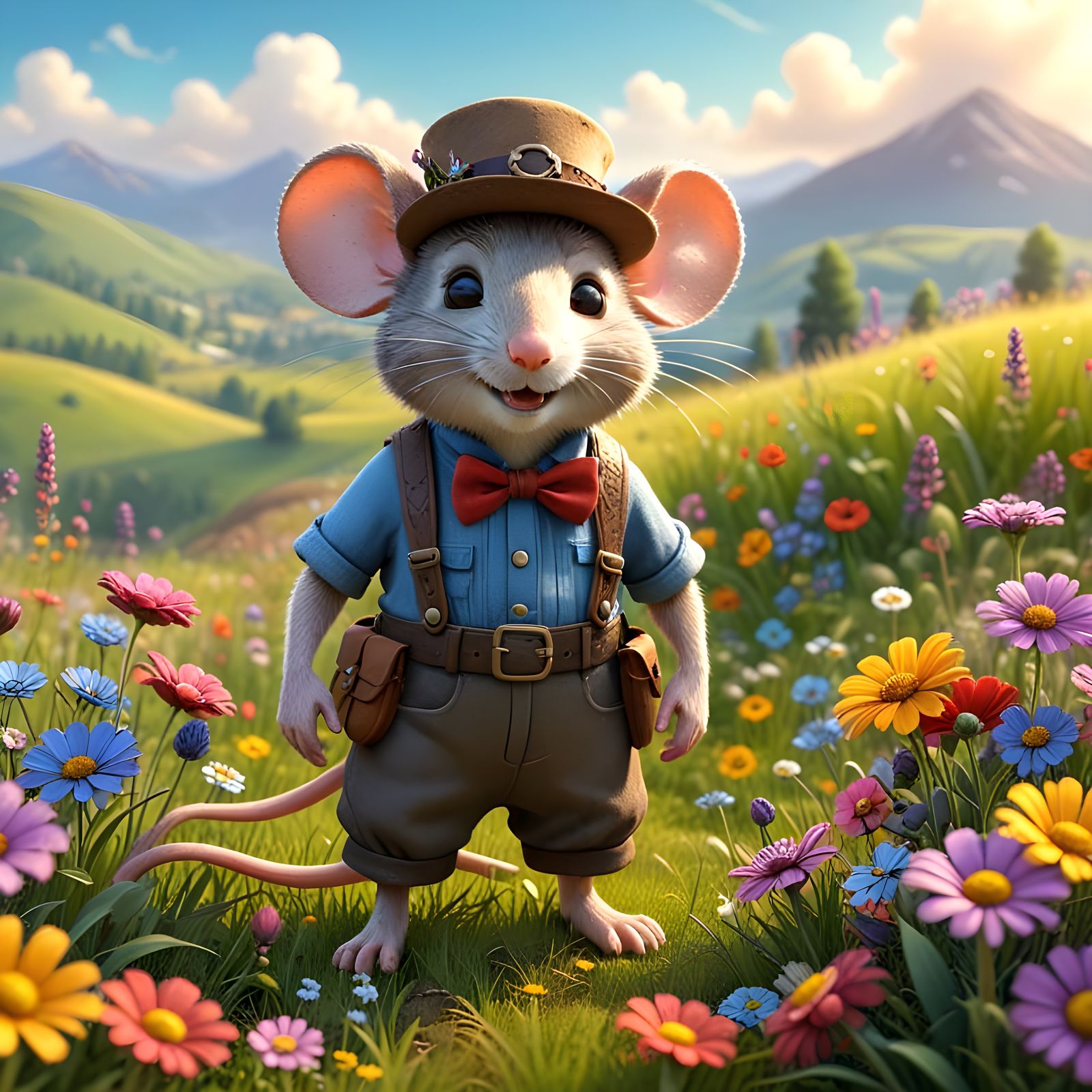 Joyful Bavarian Mouse Embarks on Whimsical Adventures